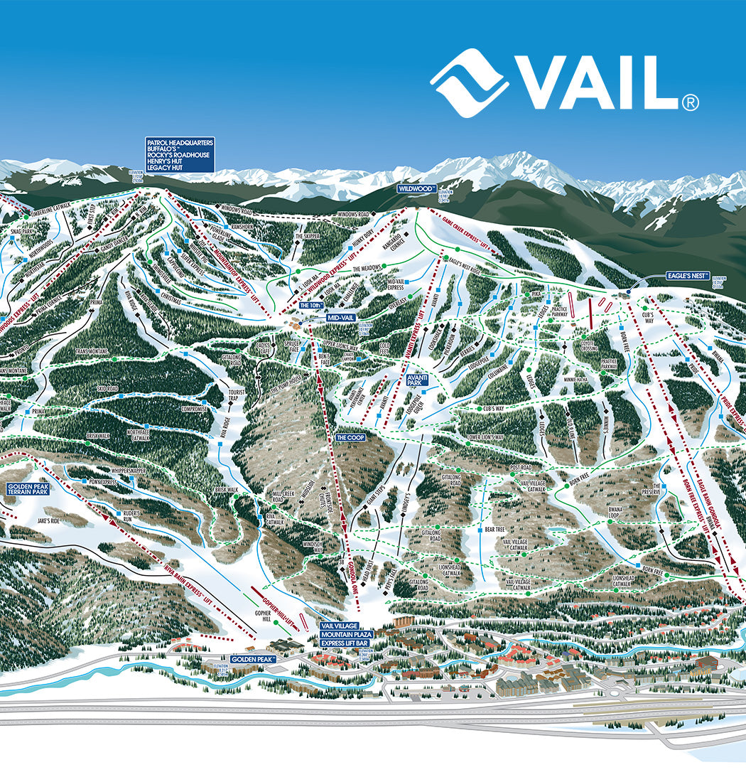 Vail Trail Map Canvas Snocamp Vail Trail Map Canvas Snocamp